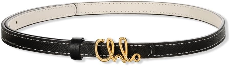 Skinny Black White Belt for Women Gold Leather Buckle Belt Trendy Thin Belts for Jeans Pants Dresses