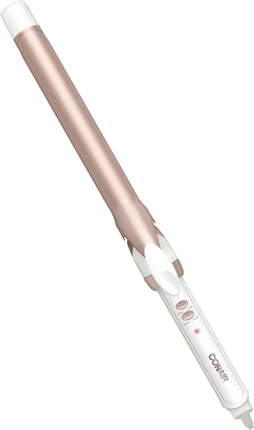 Conair Double Ceramic 1-Inch Long Barrel Curling Iron, 1-Inch Barrel Creates Classic Curls to Loose Waves, Hair Curler for Use on Short, Medium, & Long Hair, White/Rose Gold