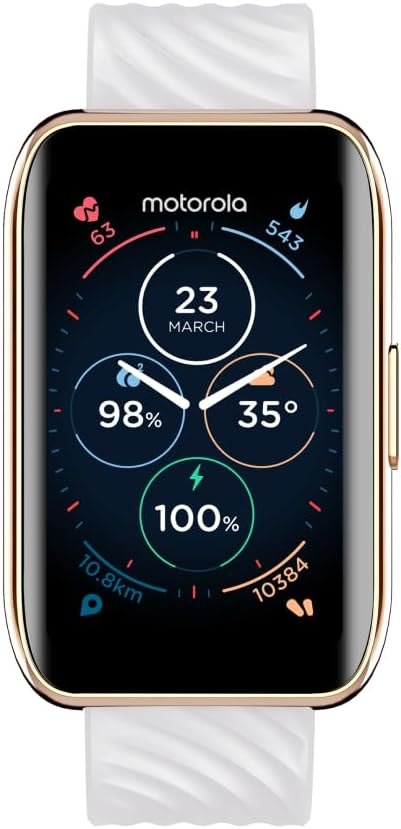 Motorola Moto 40 Bluetooth Smartwatch -10 Days Battery Life, Google Fit Integration, 1.5” Crystal Clear Display, Heart Tracking, in-Depth Sleep Tracking, iOS and Android Compatible – Rose Gold
