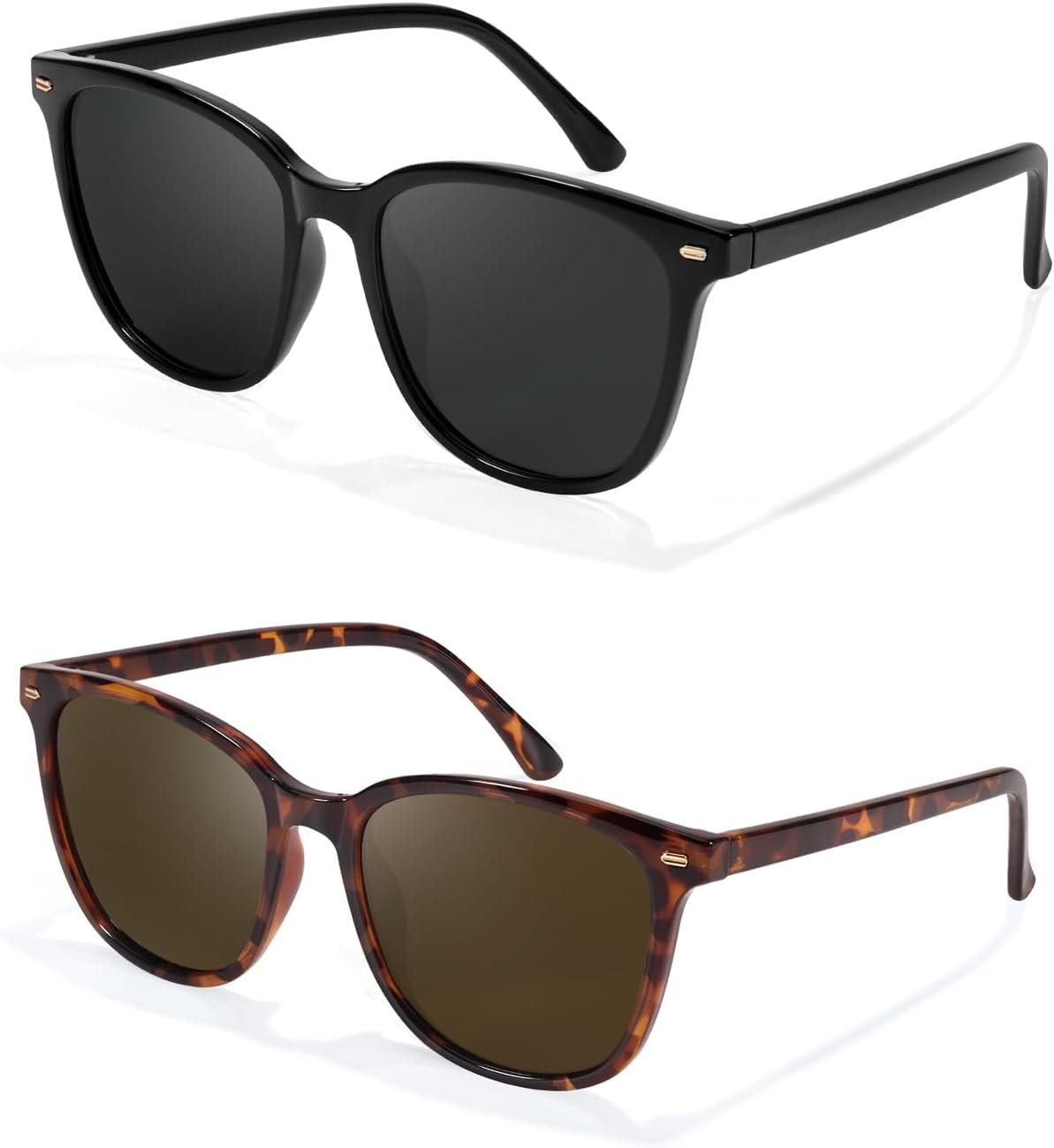 Myiaur Polarized Sunglasses for Women, Trendy Square Shades with UV400 Protection Sun Glasses for Daily (2 Pack)