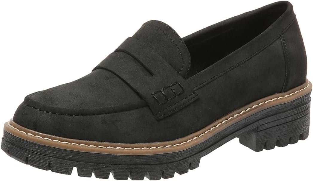 Womens Loafers Shoes Platform Chunky Penny Loafer Lug Sole Comfortable Slip On Work Office Business Casual Dress Shoes, US Size 5-11.5