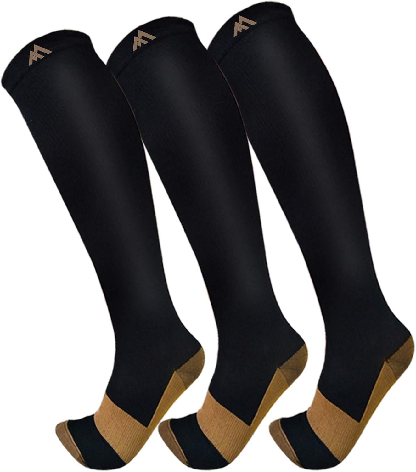 FuelMeFoot 3 Pack Copper Compression Socks – Compression Socks Women & Men Circulation – Best for Medical,Running,Athletic