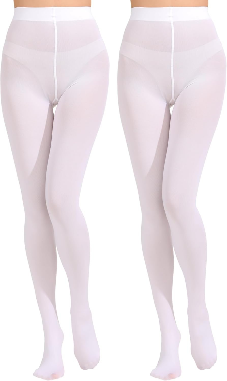 Paralinda 2 Pairs Women’s Solid Color Tights 80D, Soft Opaque Microfiber Tights