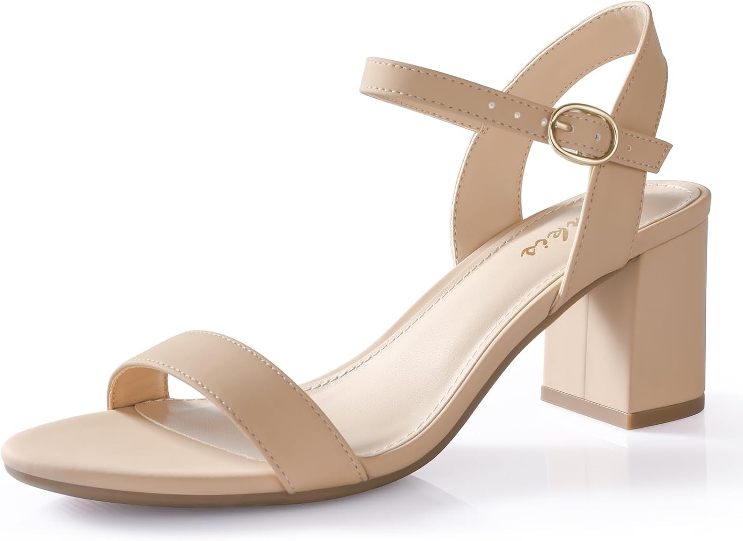 Ankis Nude Black Heels, 2.5” Block Chunky White Clear Silver Heel Dressy Open Toe Heels For Women Ankle Strap Low Short Thick Strappy Dress Comfortable Sandal Casual Party Wedding Event Summer Shoes