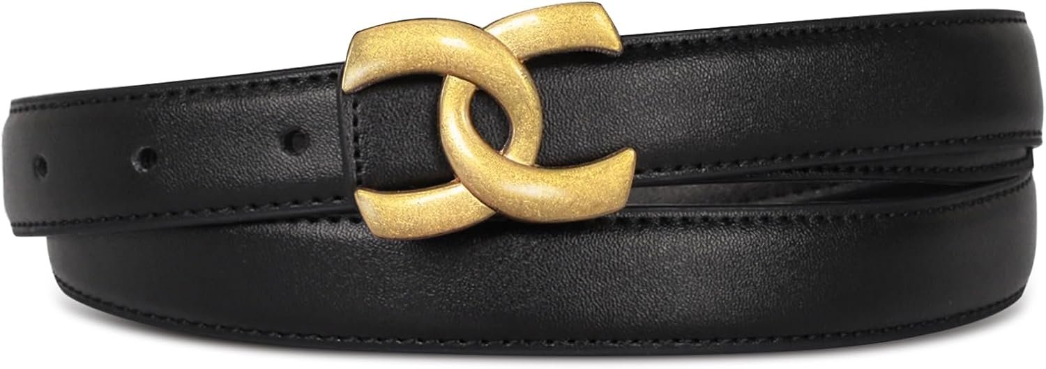 Women’s Leather Belts for Jeans,Dresses,Pants,Coats-Fashion Waist Belt with Classic Gold Buckle,Gift for Women.