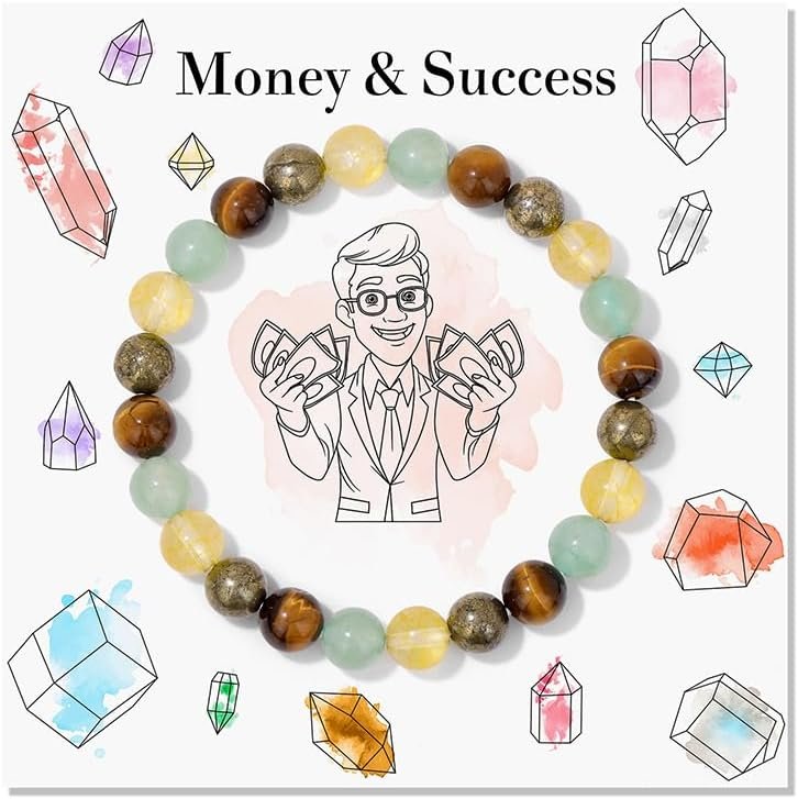 Natural Healing Crystal Bracelet for Wome Anxierty Protection Bracelet Good Luck Jewelry Gift