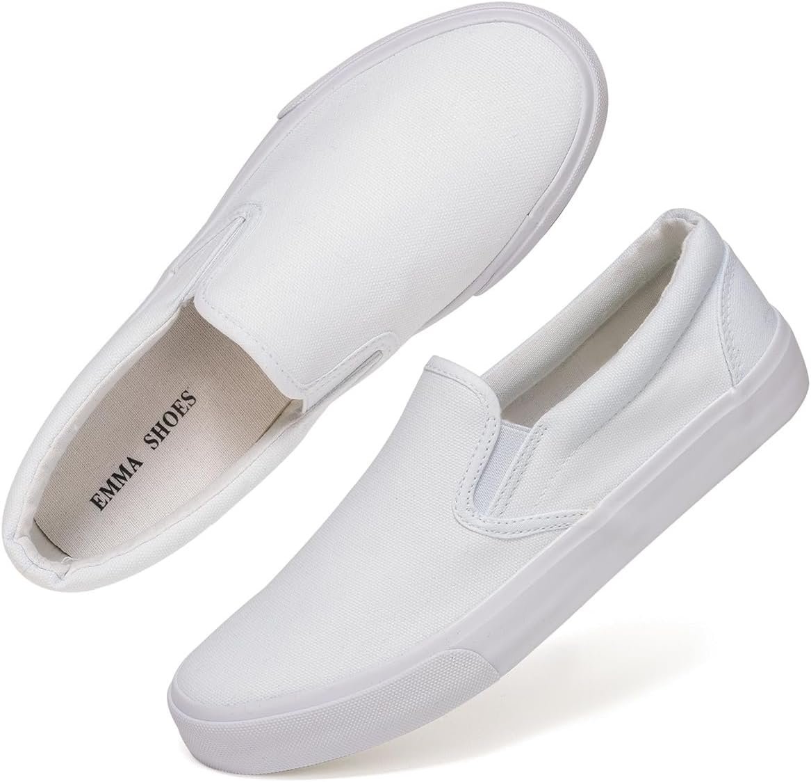 Emma Shoes Low-Top Slip Ons Women’s Fashion Sneakers Casual Canvas Sneakers for Women Comfortable Flats Breathable Padded Insole Slip on Sneakers Women Low Slip on Shoes