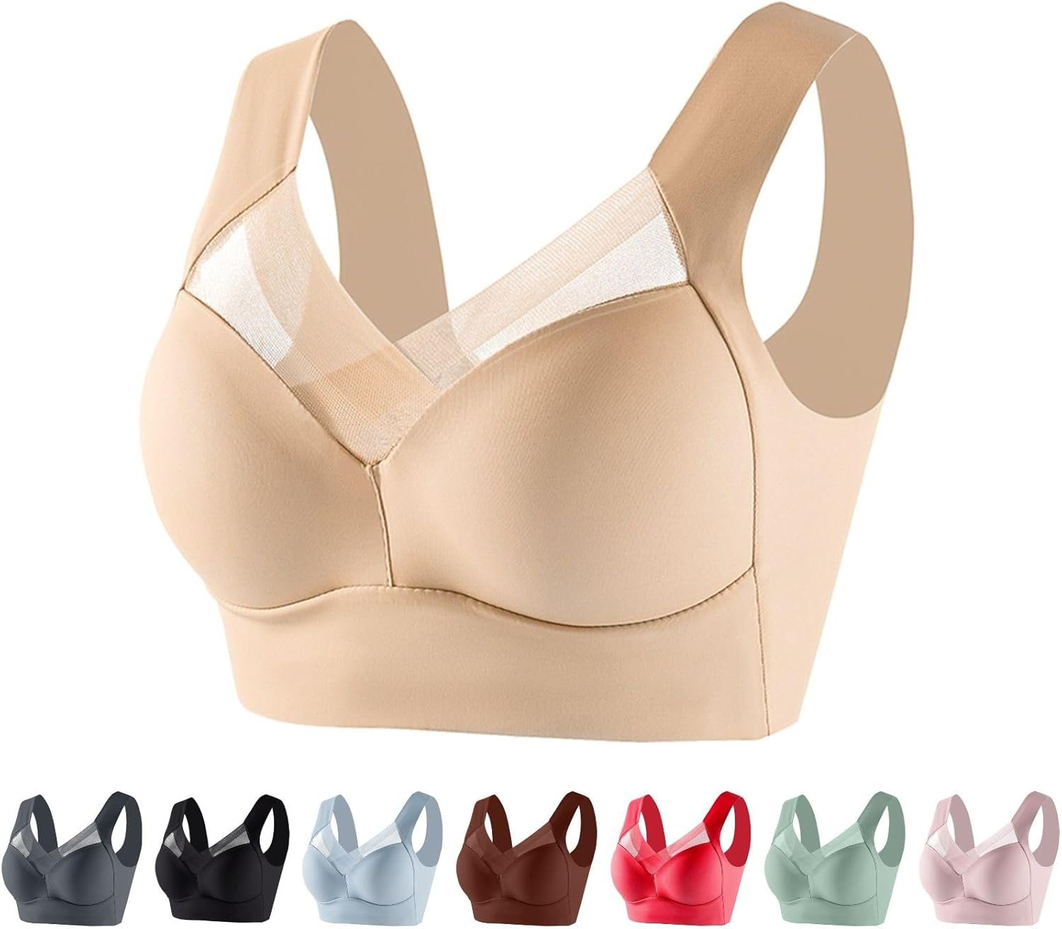 Zen Chic Bra – Seamless Powerful Push Up Wireless Bra Lift Full-Figure Posture Correcting Bra Ice Silk Anti Sagging Bra