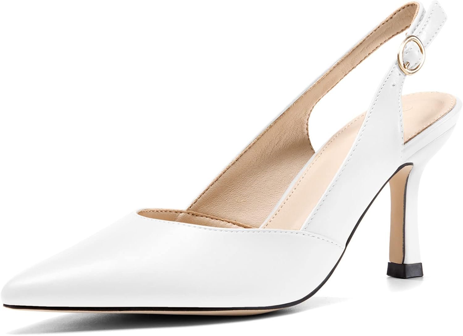 Rilista Women’s Slingback Kitten Heels Closed Pointed Toe Backless Wedding Party Dress Pumps Shoes