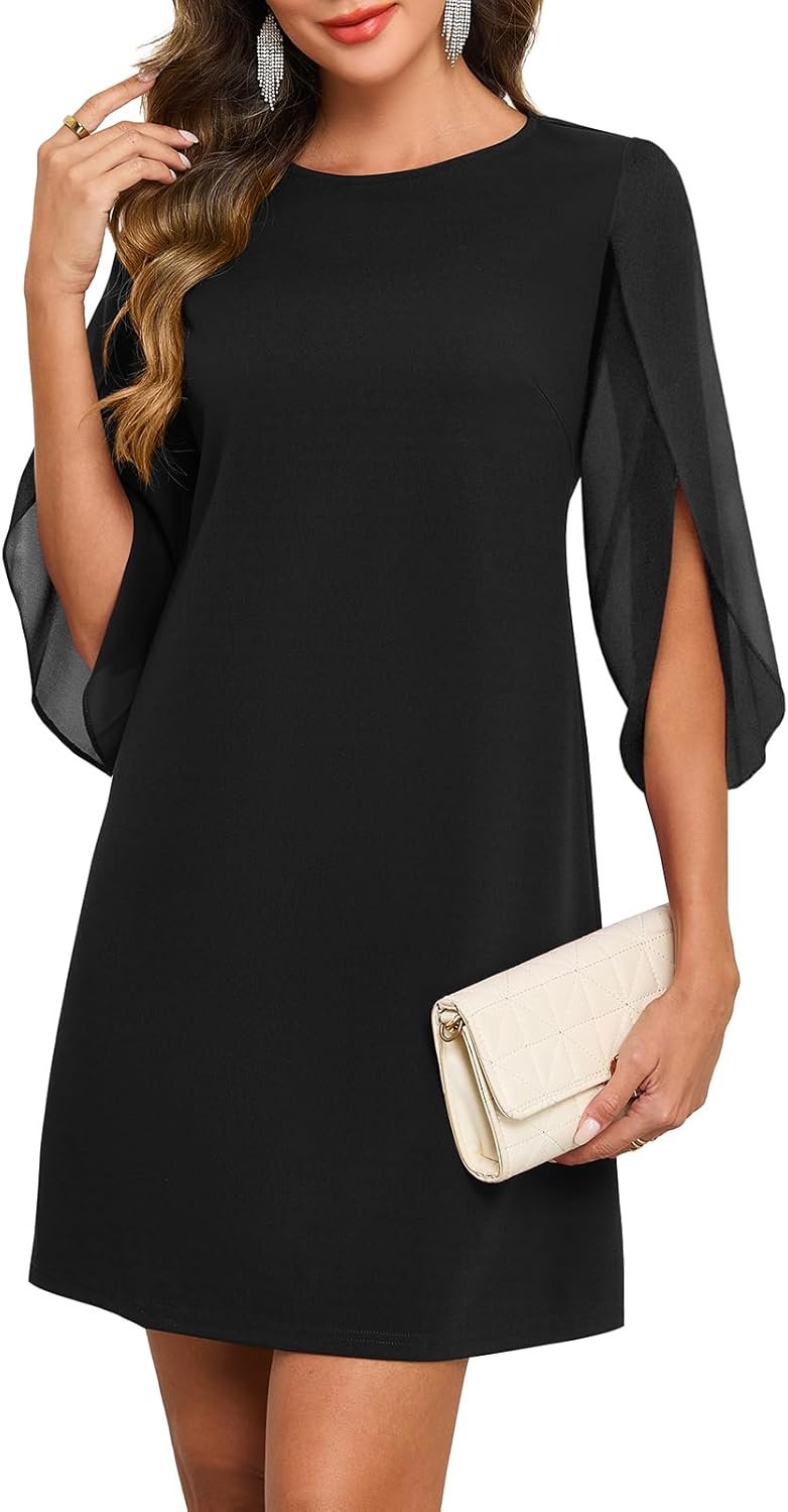 oten Women’s 2026 Flutter Sleeve Cocktail Dress Crew Neck Chiffon Formal Wedding Guest Party Short Dresses