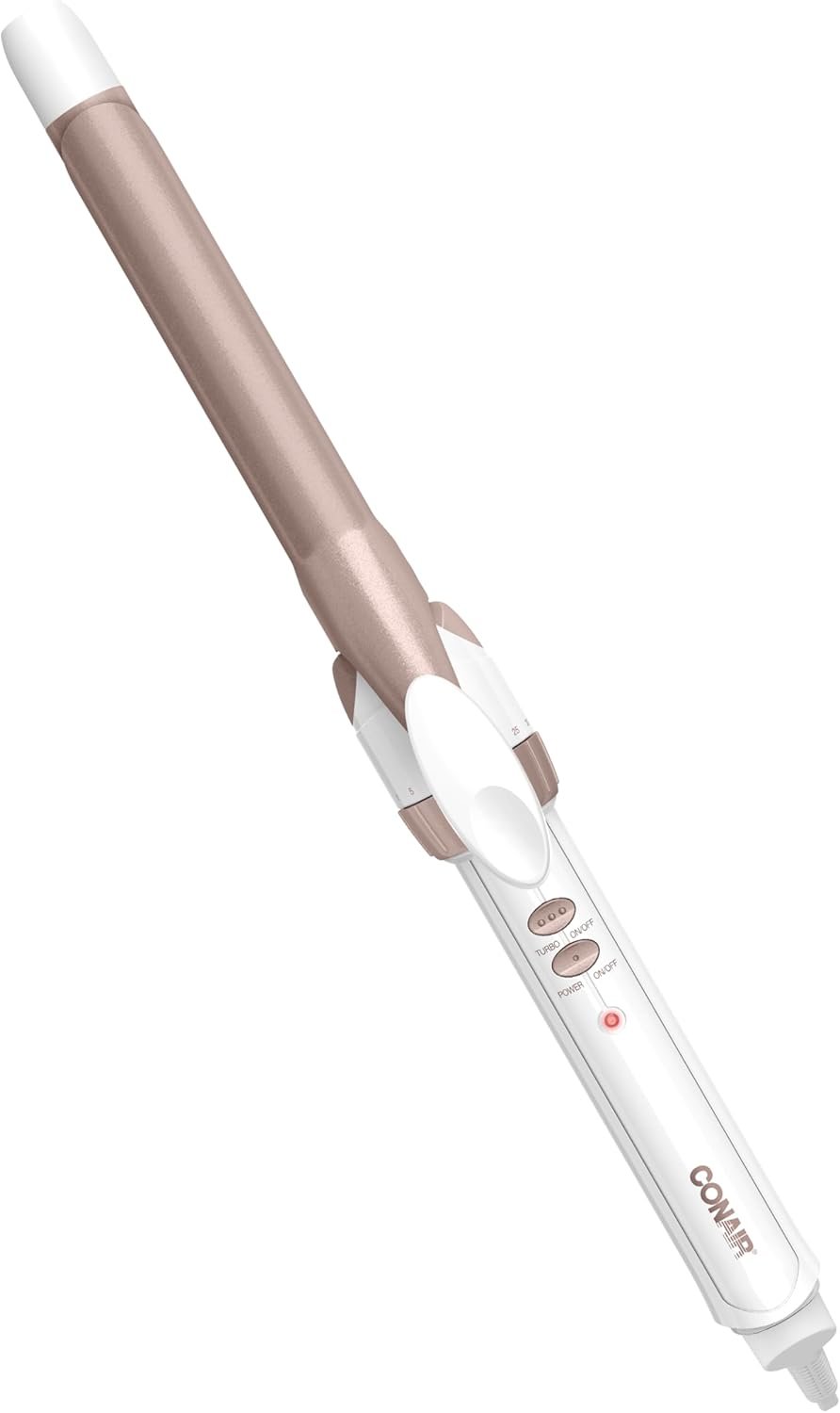 Conair Double Ceramic ¾-Inch Curling Iron, ¾-Inch Barrel Creates Tight Curls, Hair Curler for Use on Short, Medium, & Long Hair, White/Rose Gold