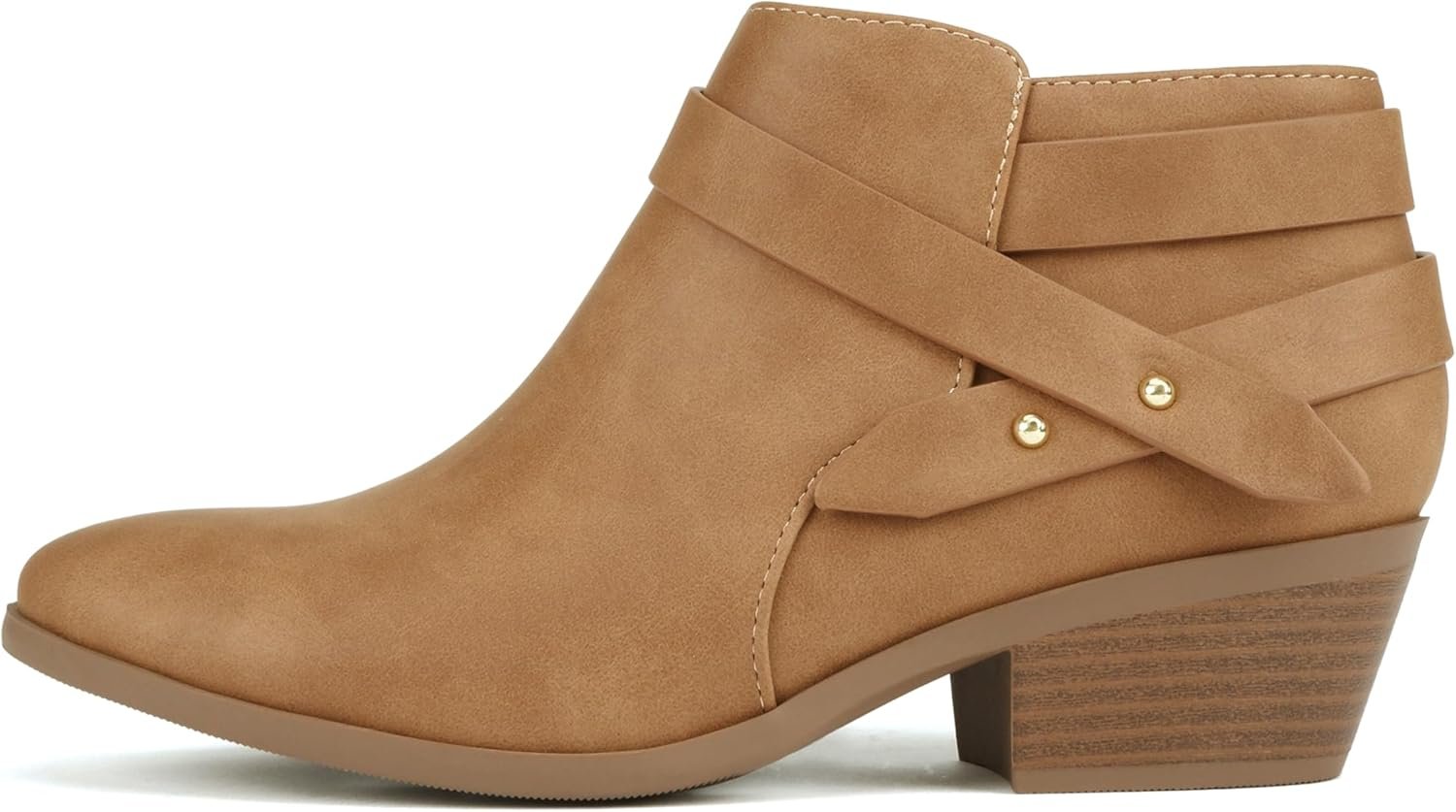 Soda SWEETEN Women’s Fashion Closed Toe Multi Strap Ankle Bootie Block Heel (Wide Fit Available)