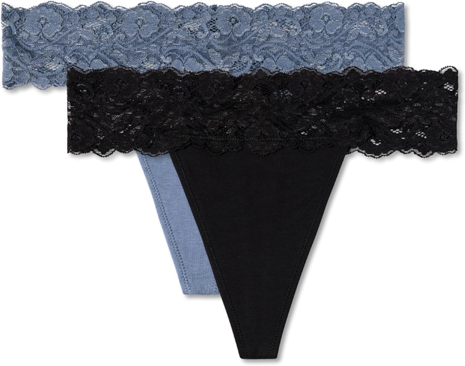 Pact Organic Cotton Women’s Lace Waist Thong Underwear, 2 Pack