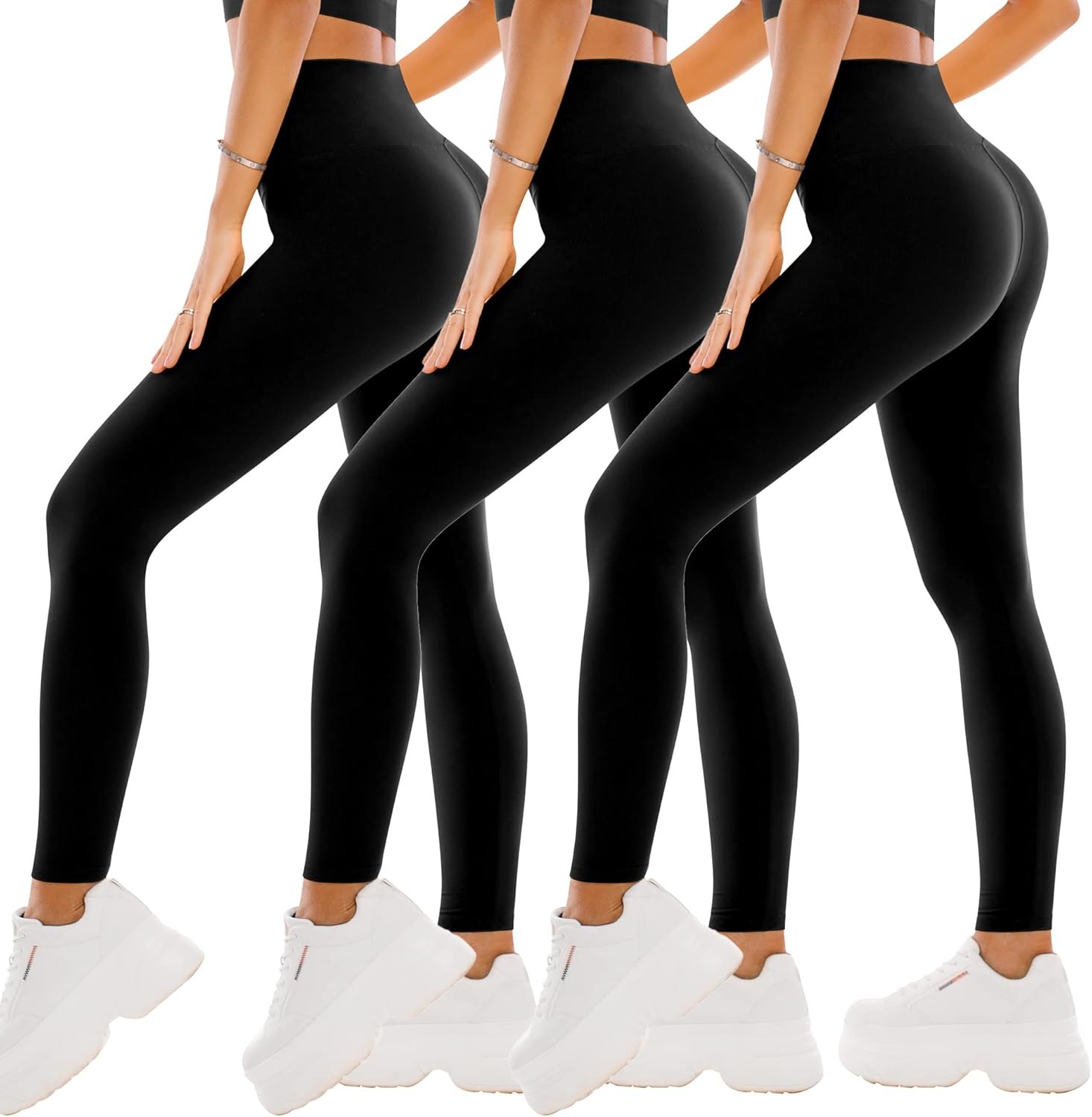 SINOPHANT 3 Pack Leggings for Women – High Waisted Buttery Soft Yoga Pants for Workout Athletic Sports