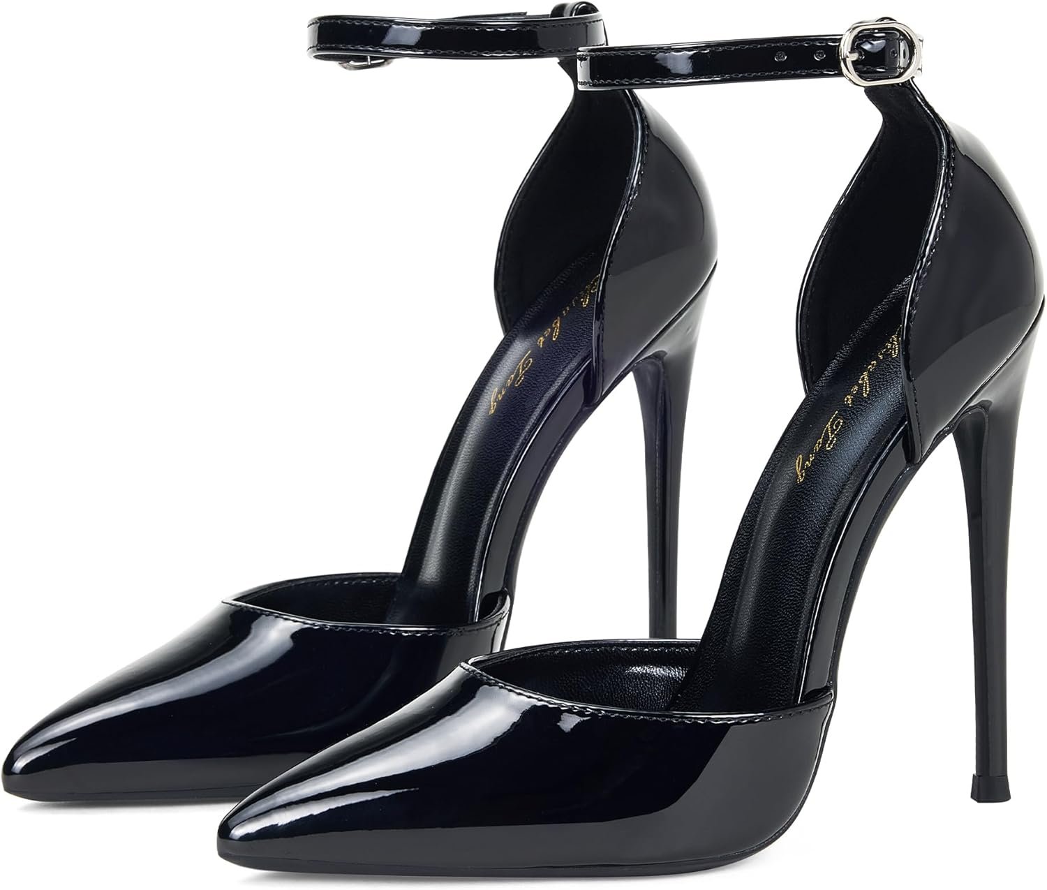 Elisabet Tang High Heels, Women Pumps D’Orsay Ankle Strap Pointed Toe Stiletto Heels Party Wedding Shoes