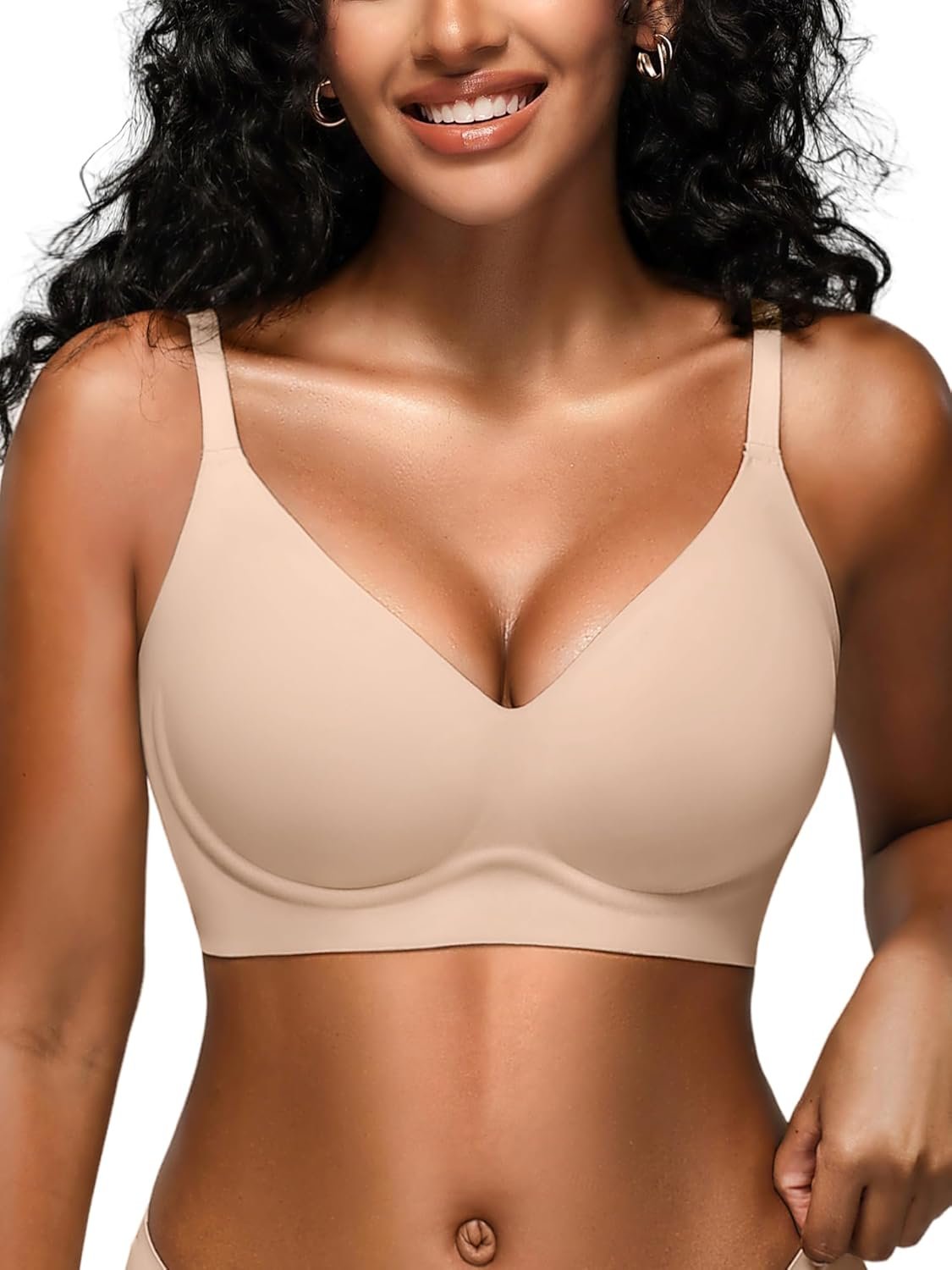 Wireless Jelly Bras for Women No Underwire – S-2XL Seamless Padded T-Shirt Bralette with Support, Comfortable Everyday Bra