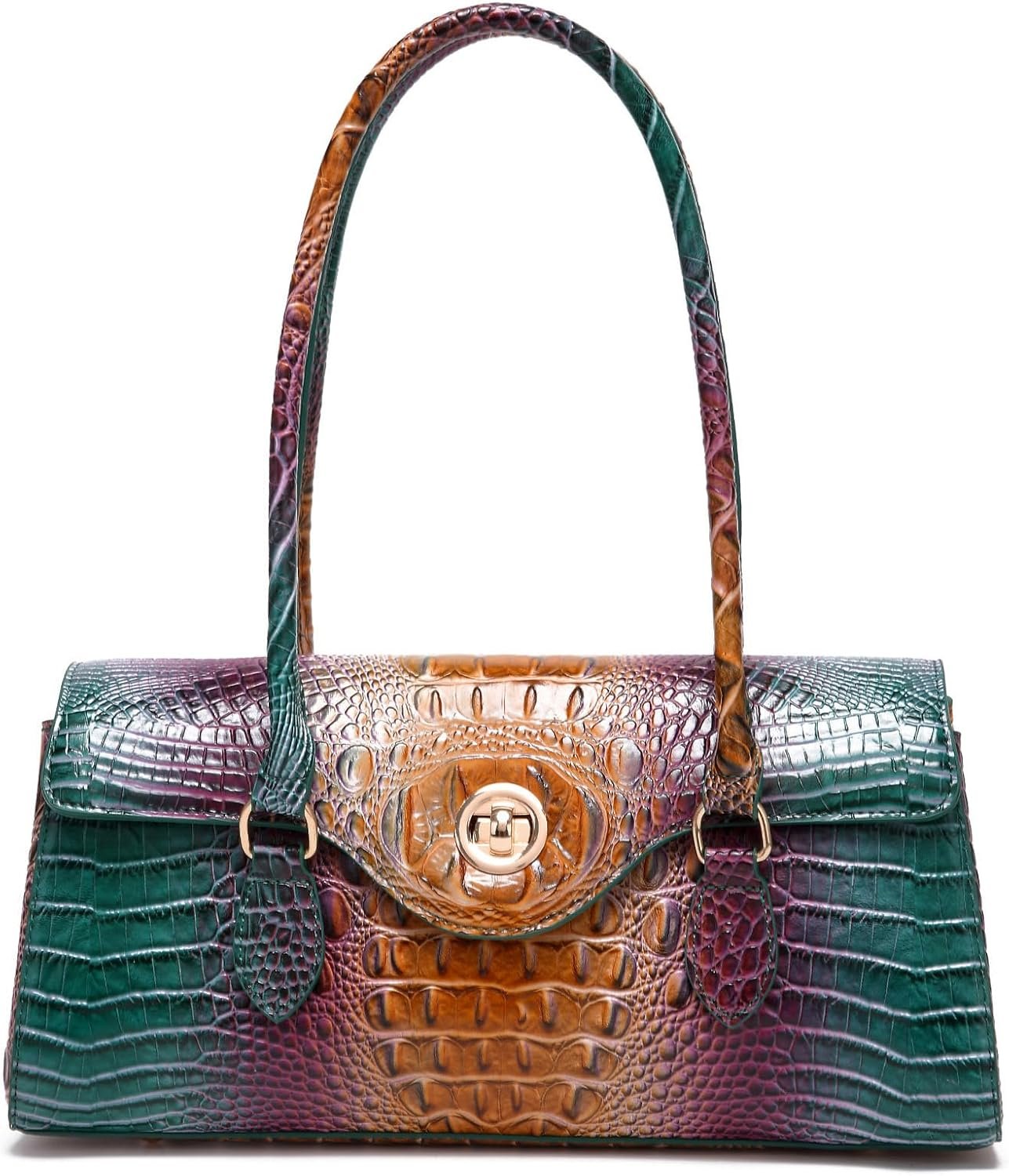 Makcr Joacbv Leather Crocodile Pattern Top Handle Handbag for Women High-value Satchel Tote Purse for Ladies