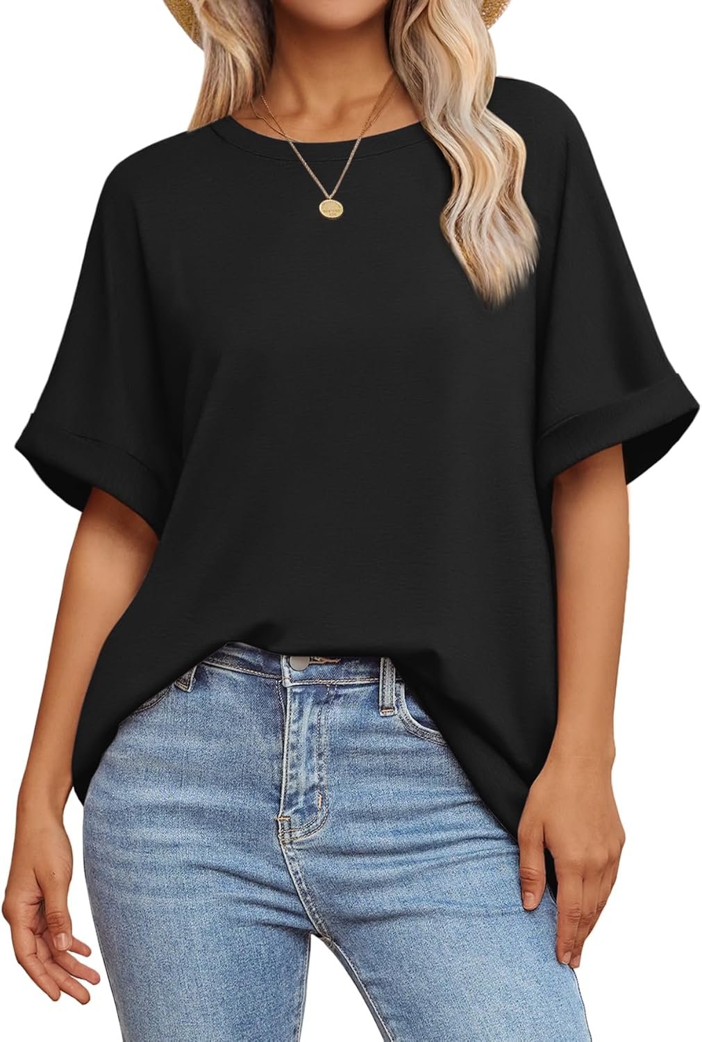 ATHMILE Womens Oversized T Shirts Summer Tops Spring Casual Loose Fit Workout Short Sleeve 2026 Beach Vacation