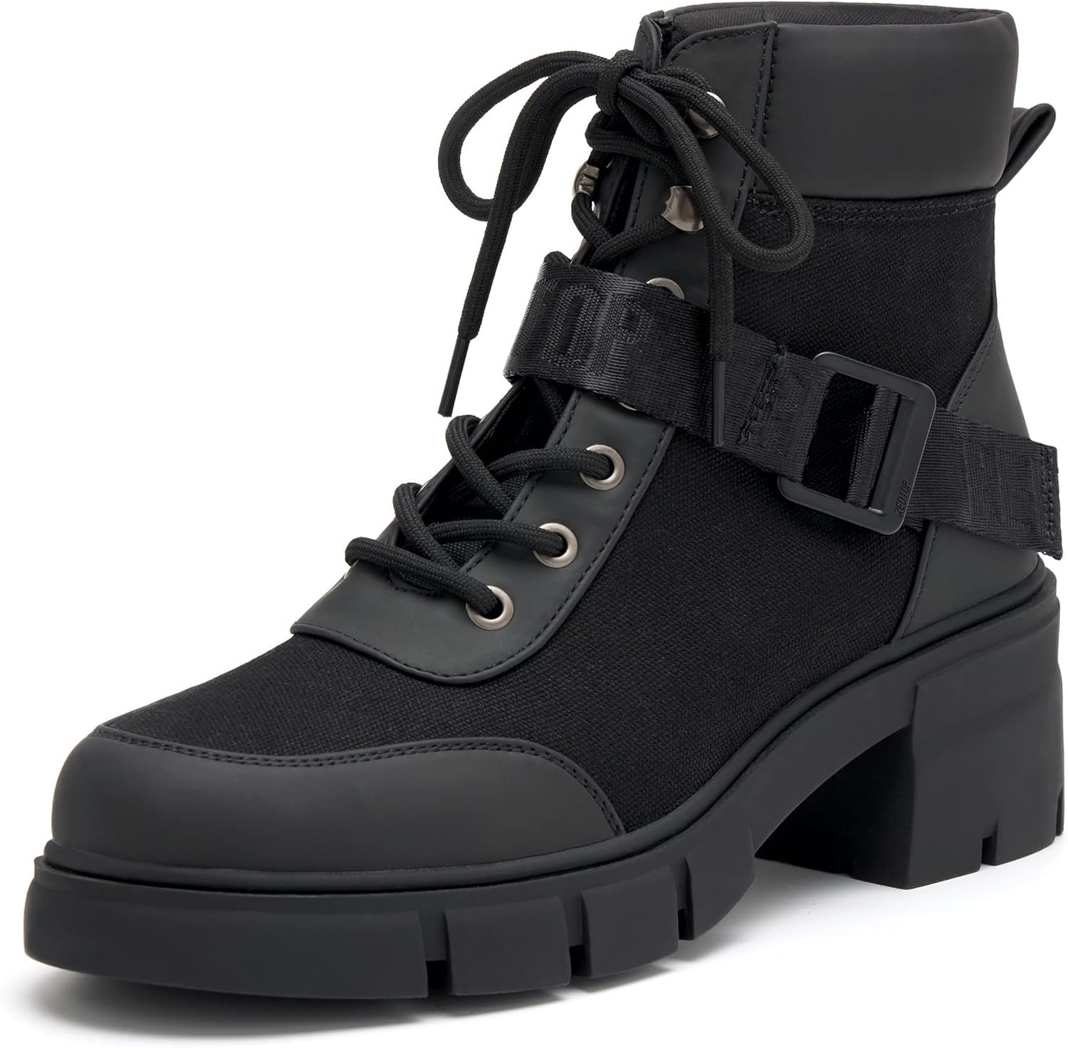 REDTOP Women’s Combat Boots Chunky Lug Sole Ankle Boots Lace Up Buckle Casual Shoes