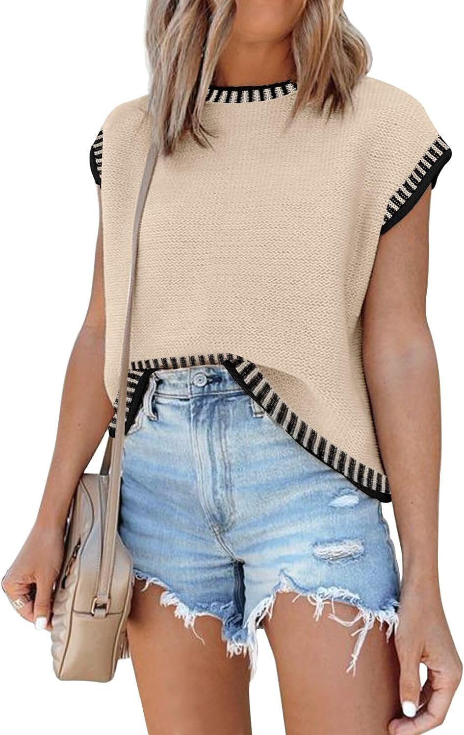 Disamer Cap Sleeve Knit Sweater Tops Sleeveless Vest 2026 Spring Clothes Oversized Summer Tank Trendy Short Sleeve T Shirts