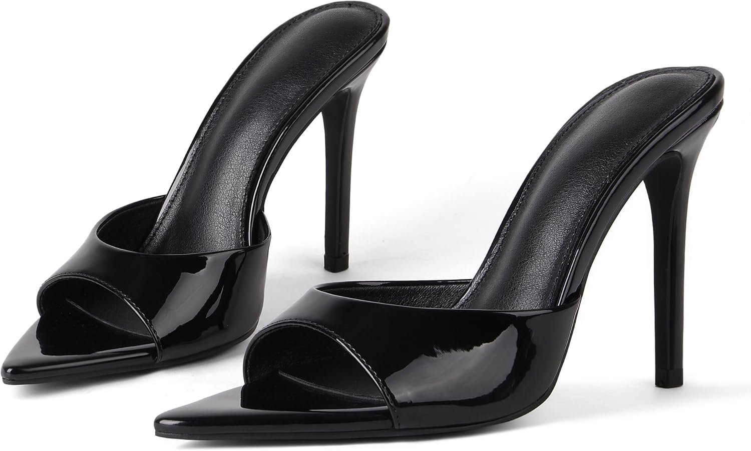 Womens Sandals Open Toe Stiletto High Heels Dress Mules Slip On Patent Leather Comfortable Shoes for Office Party Wedding Summer Sandals for Women 2026