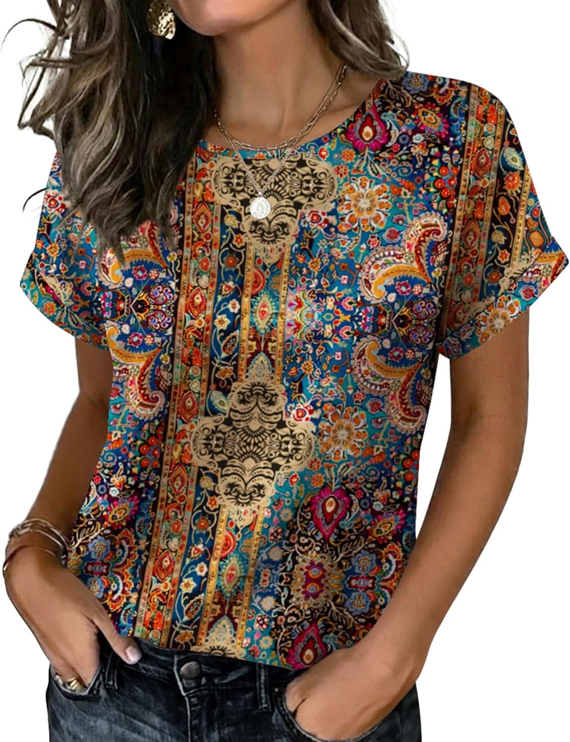 Zeagoo Satin Blouse for Women Business Casual Outfit Short Sleeve Tops Crewneck Tshirt Silk Shirt Summer Clothes