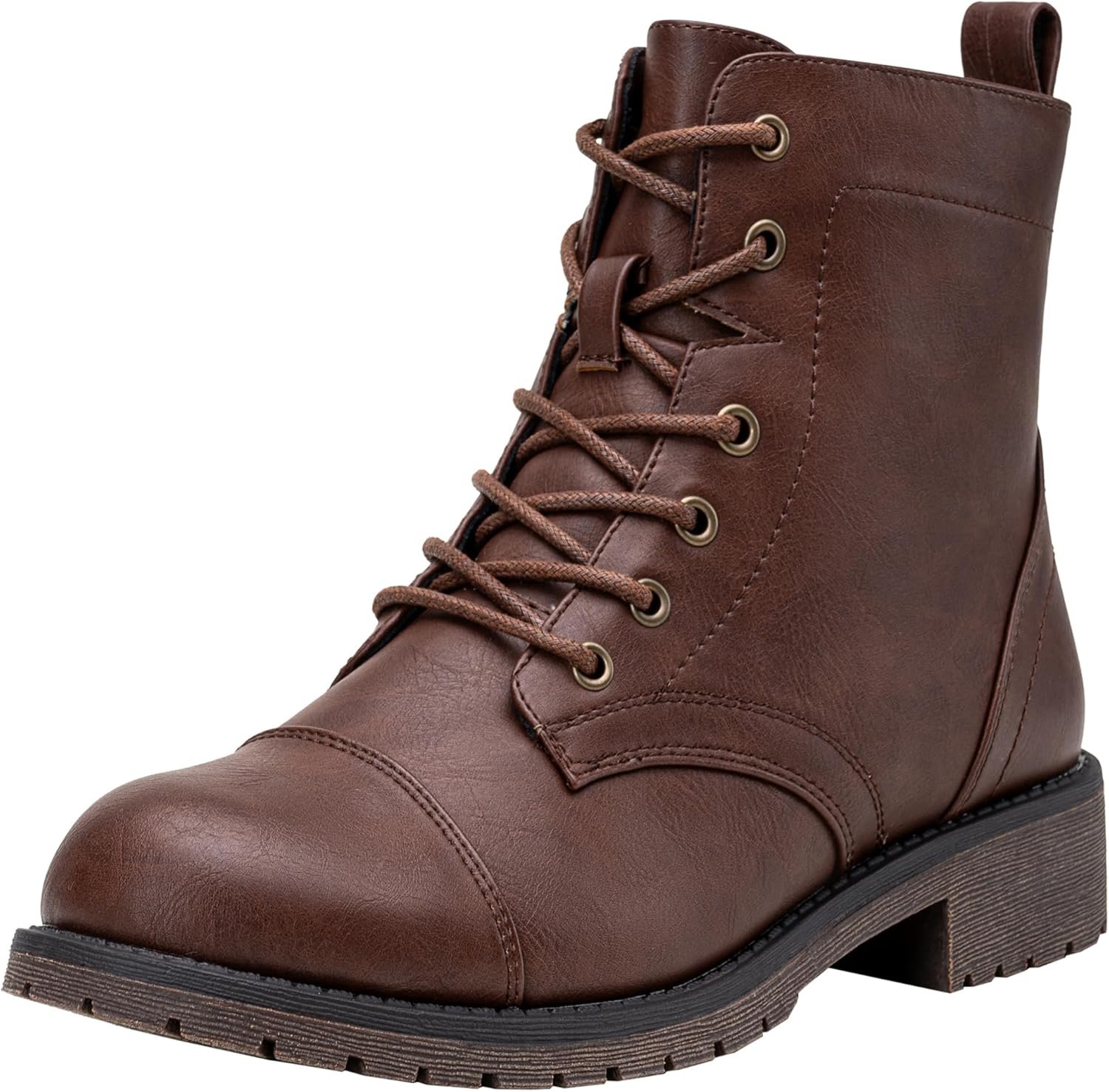 Vepose Women’s 910 Ankle Boots Lace up, Flat Fashion Combat Booties Low Heel