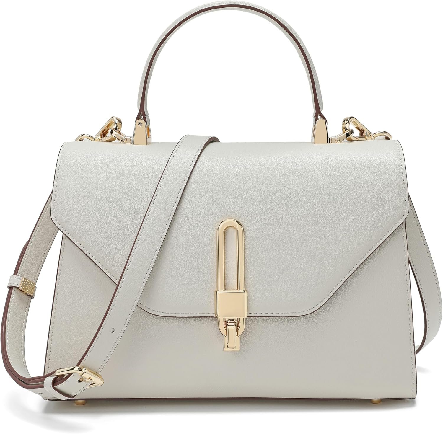 Top Handle Bag Fashion Leather Satchel Bag for Ladies, Zipper Pocket, Metal，Leather tote bag for Women.
