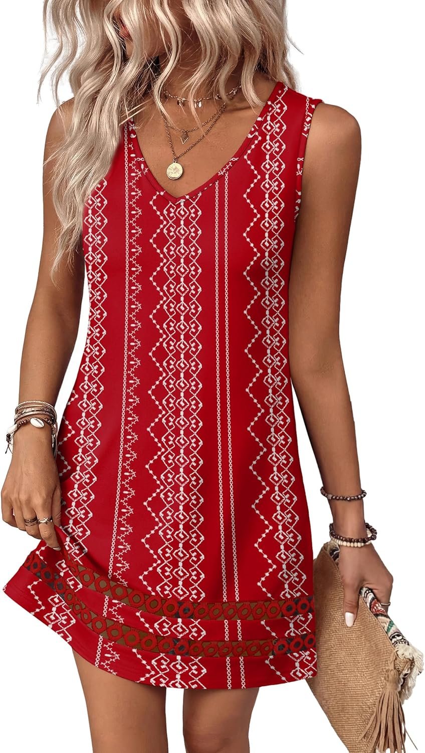 Summer Dresses for Women 2026 V Neck Sleeveless Lace Boho Dress Elegant Classy Spring Beach Vacation Outfits