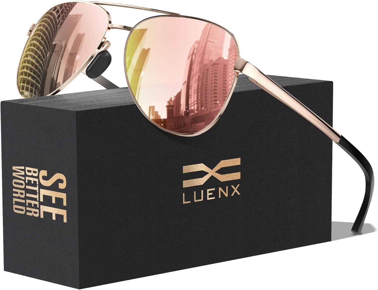 LUENX Aviator Sunglasses for Men Women Polarized – UV400 Protection, Stylish Shades, Driving, Outdoor Activities