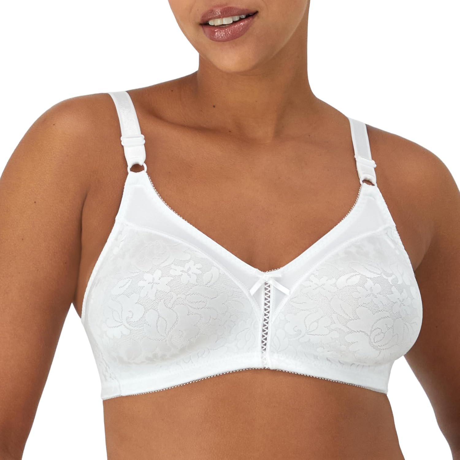 Bali Women’s Wireless Lace Bra, Double Support Lace Bras for Women, Stay-in-Place Straps, Full Coverage, Comfortable
