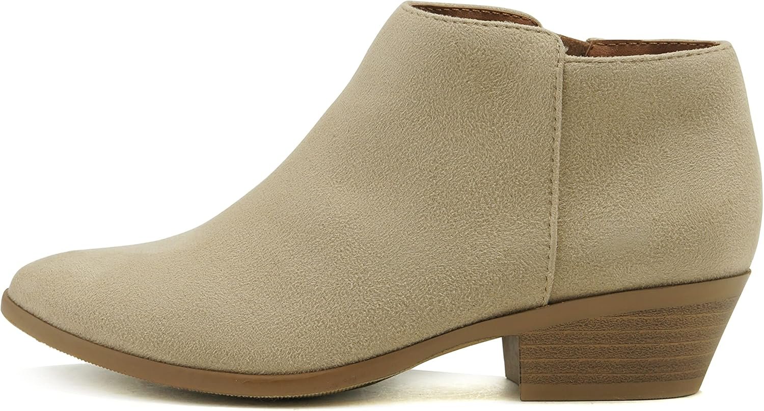 Soda Women’s Mug Round Toe Faux Suede Stacked Heel Western Ankle Bootie