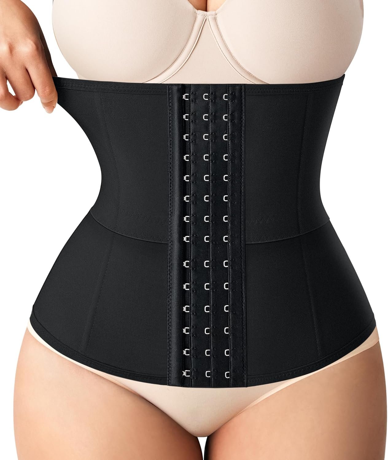 Nebility Waist Trainer for Women Corset Shapewear Tummy Control Body Shaper Girdle Waist Cincher Postpartum Belly Band(Small, Black)