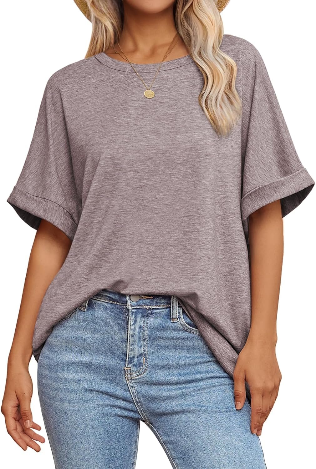 ATHMILE Womens Oversized T Shirts Summer Tops Spring Casual Loose Fit Workout Short Sleeve 2026 Beach Vacation