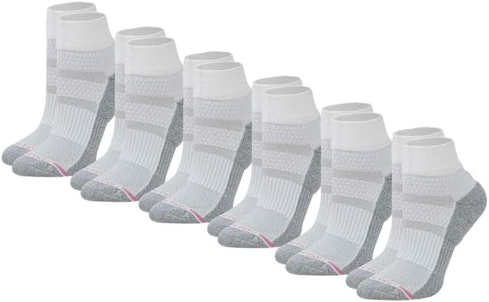 Dr. Motion Compression Quarter Socks For Women With Enhanced Cushion And Breathable Arch Support 6 Pairs