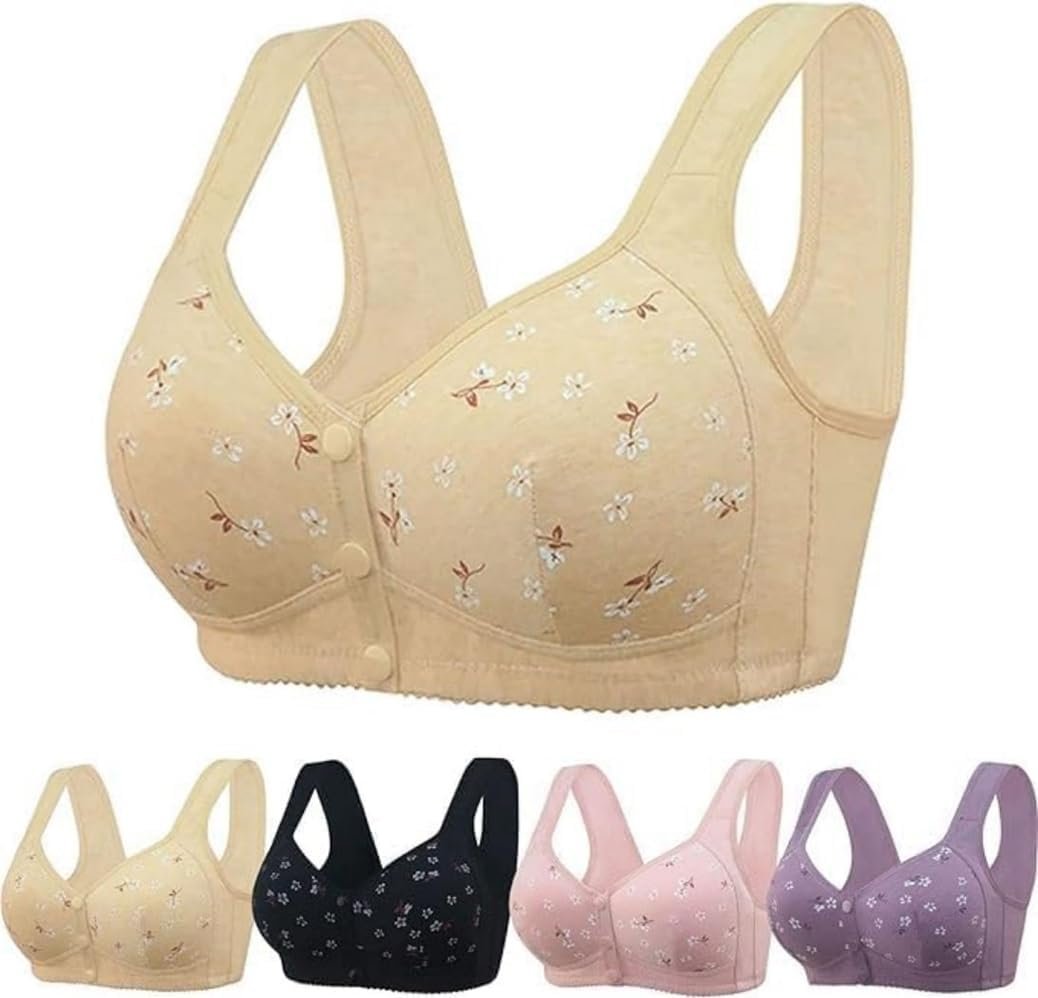 Daisy Bras for Older Women No Underwire Front Closure Comfort Senior Wireless Snap Closing Bra