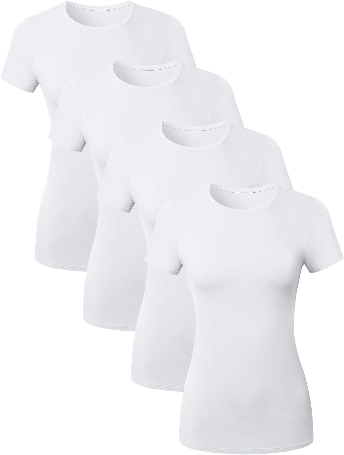 Cotton Crew Neck T Shirts for Women Short Sleeve Tshirt Basic Tees Crewneck Womens Tops Undershirt Multipack