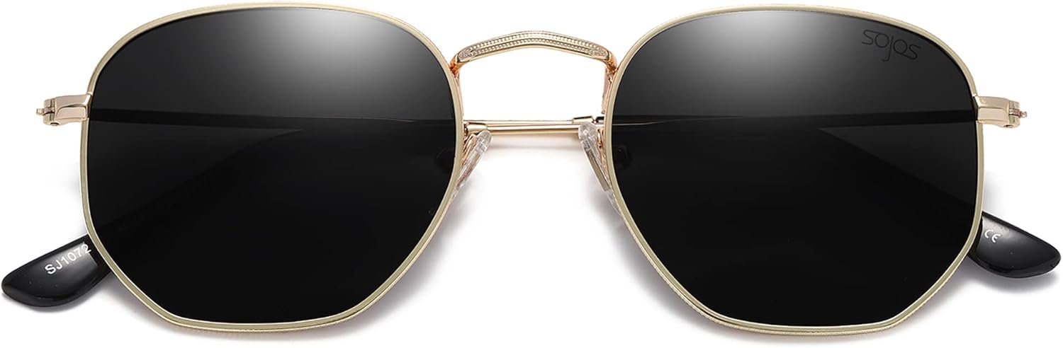 SOJOS Square Polarized Sunglasses for Women Men Small Hexagonal Polygon Shades SJ1072