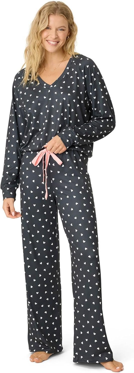 PJ Salvage Women’s [Amazon Exclusive] Cloud Jersey Open-bottom Pajama 2-piece Pj Set