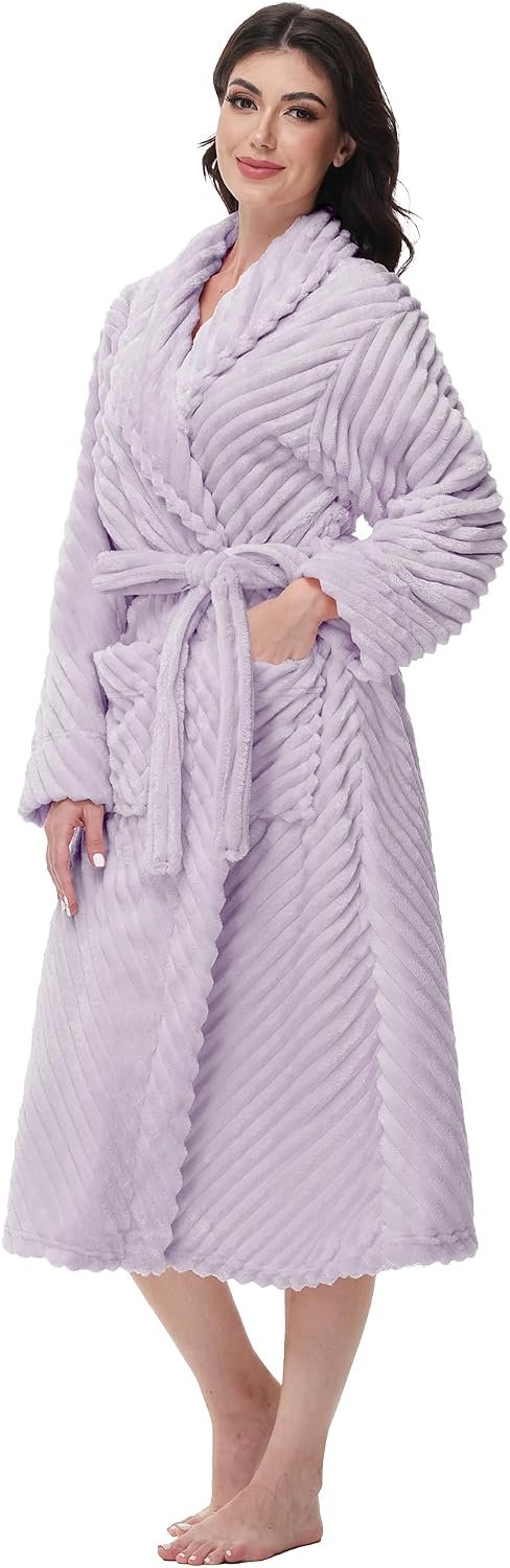 Yurhap Premium Robes for Women – Super Soft Cozy Fleece Womens Robe Plush Long Bathrobe