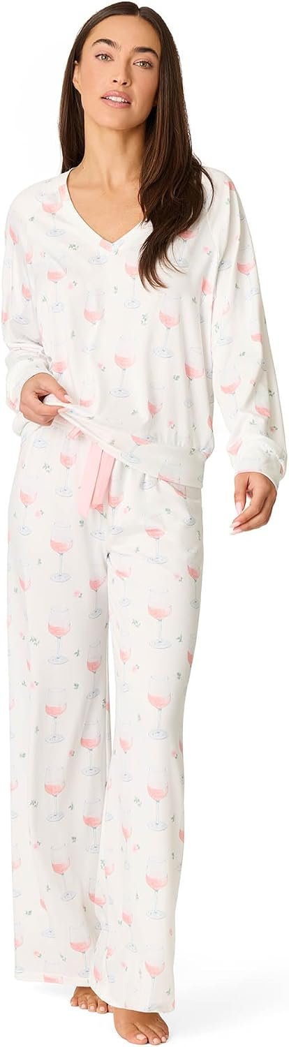 PJ Salvage Women’s [Amazon Exclusive] Cloud Jersey Open-bottom Pajama 2-piece Pj Set
