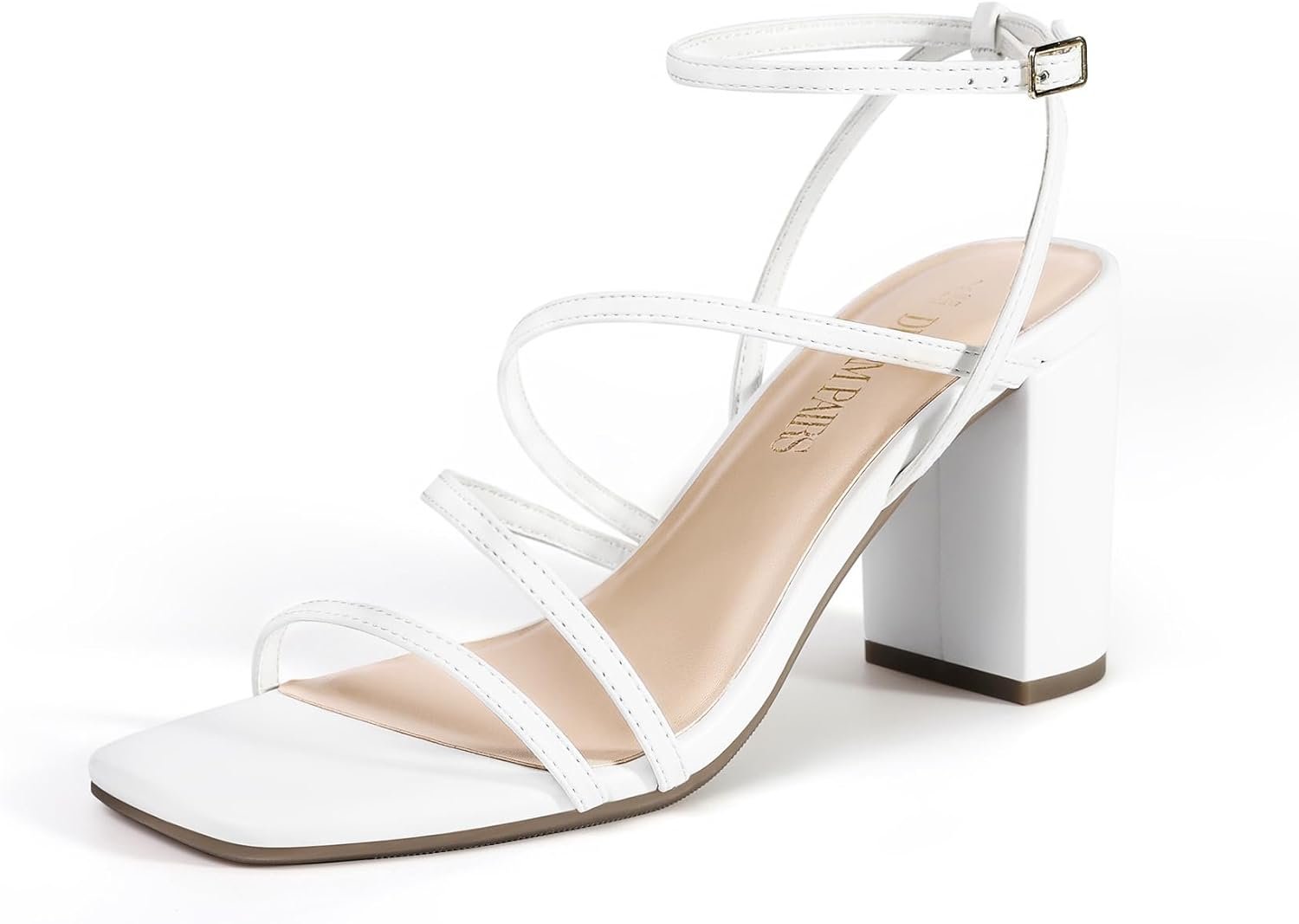 DREAM PAIRS Women’s Heels Chunky Block Strappy Square Open Toe Ankle Buckle Heeled Sandals Wedding Party Dress Shoes Indie