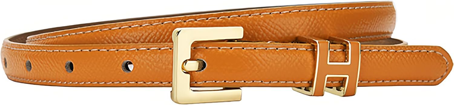 Women Skinny Leather Belt Thin Waist Jeans Belt for Dress in Pin Buckle Belt