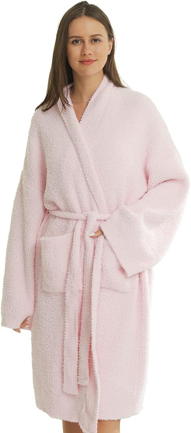 DOOWELL Women’s Knit Lightweight Absorbent Robes, Soft Spa Bathrobe Loungewear with Pockets