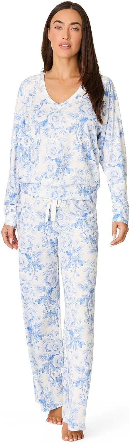 PJ Salvage Women’s [Amazon Exclusive] Cloud Jersey Open-bottom Pajama 2-piece Pj Set