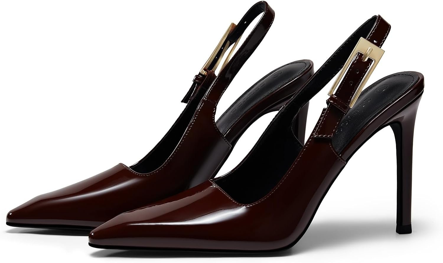 Coutgo Women’s Slingback High Heels Pointed Toe Stilettos Metal Buckle Dress Party Pump Shoes