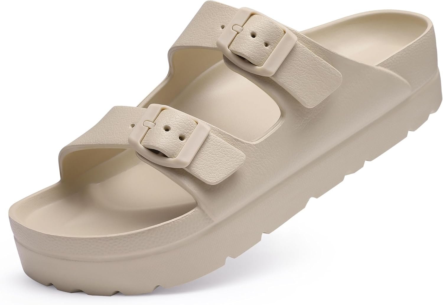 Goosecret Women’s Platform Sandals with Arch Support, Chunky Lightweight Foam Slip on Slides, Comfortable Summer Beach Sandals with Adjustable Buckle