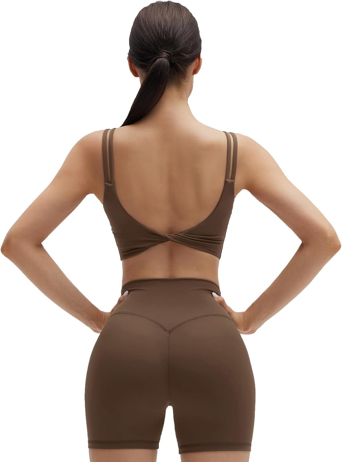 SUUKSESS Womens Workout Set Fitness Yoga Pilates Crop Tank Twist Back Cami High Waisted Tummy Control Bike Short