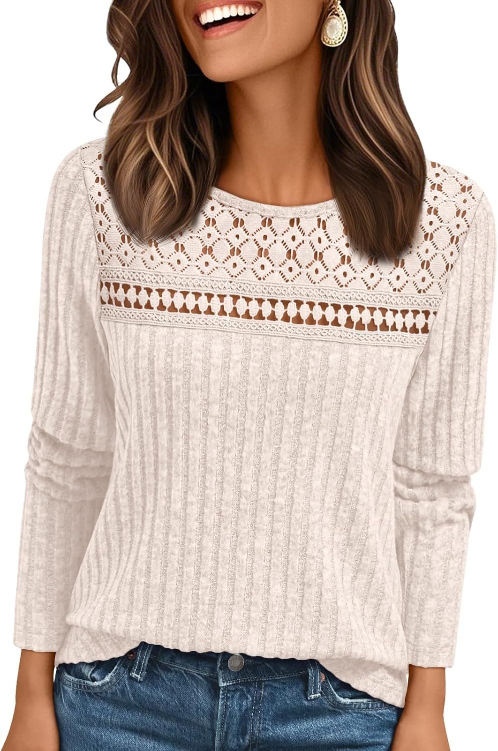 AUTOMET Womens Lace Long Sleeve Shirt Fall Top Fashion Dreesy Casual Tunic Sweaters Mesh Clothes Trendy Work Cute Outfits
