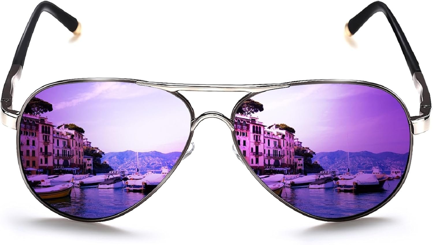 ROCKNIGHT Polarized Aviator Sunglasses for Men Women UV400 Metal Frame Flat Top Driving Outdoor Shades Lightweight 58mm